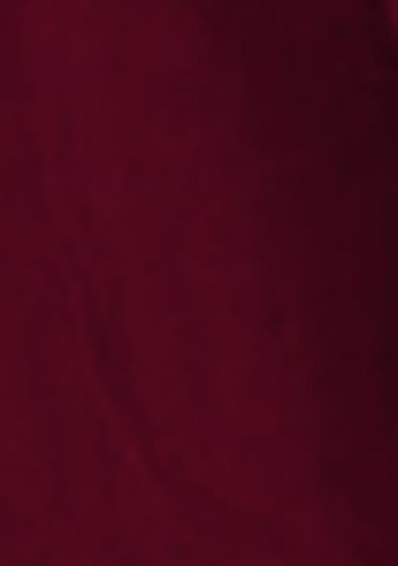 Maroon Pre-Stitched Saree Set With Hand Embroidered Blouse