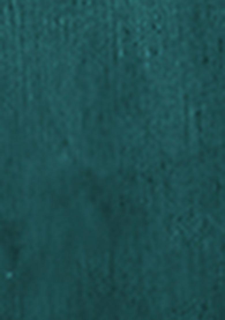 Green Pre-Stitched Saree Set With Hand Embroidered Blouse