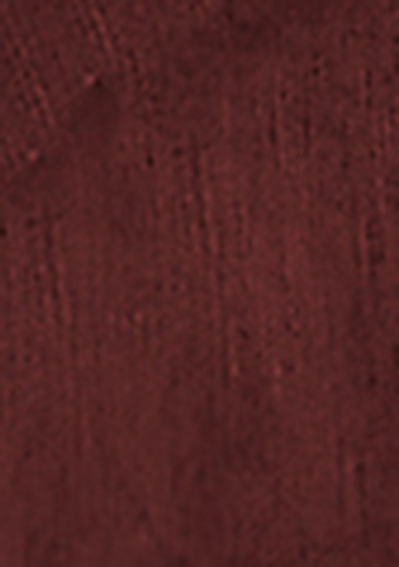 Maroon Pre-Stitched Saree Set With Hand Embroidered Blouse