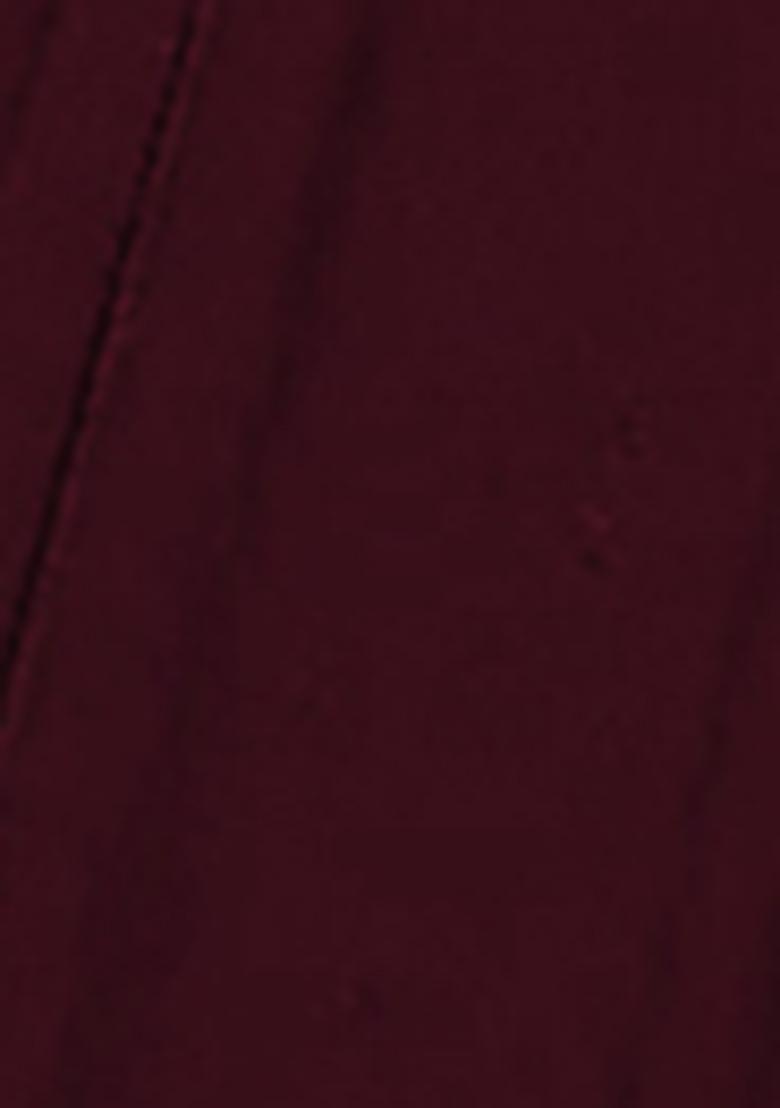 Maroon Pre-Stitched Saree Set With Hand Embroidered Blouse