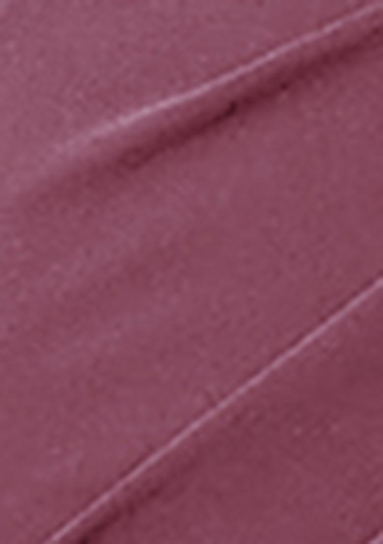 Dark Mauve Pre-Stitched Saree Set With Hand Embroidered Blouse