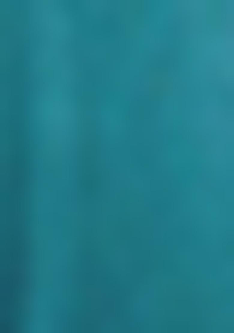 Teal Blue Pre-Stitched Saree Set With Hand Embroidered Blouse