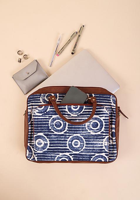 Navy Abstract Laptop Bag 