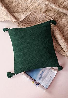 Tropical Green Tasselled Cushion Cover 