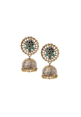 Ethnic Indian Women Fashion Jewelry Party Wear Golden Round Stud Earrings Set 