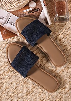 Blue Lace Flat Sandals