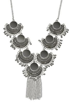 Oxidized Silver Ghungroo Necklace 