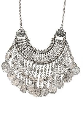 Oxidized Silver Afghani Coin Necklace 