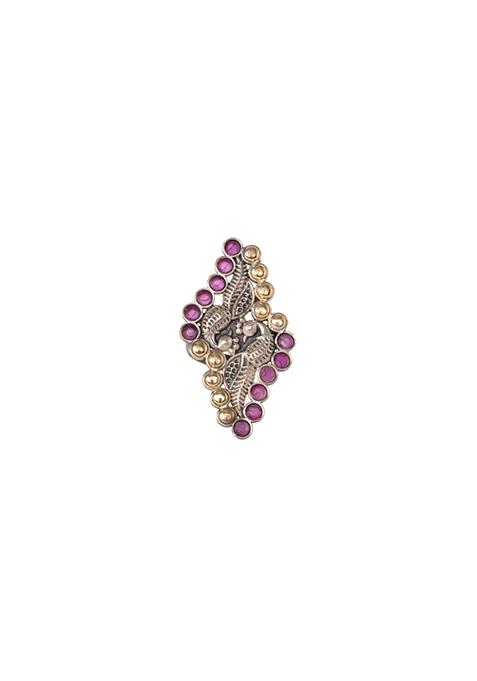 Dual Tone Pink Multi Stone Studded Ring 
