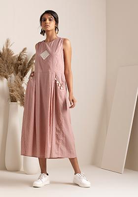 Blush Tasselled Mirror A-Line Dress 