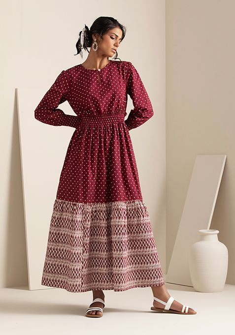 maroon maxi dress online india