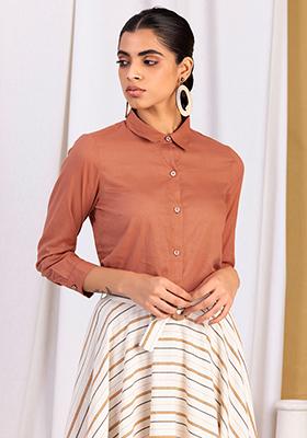 Orange Cotton Mul Shirt 