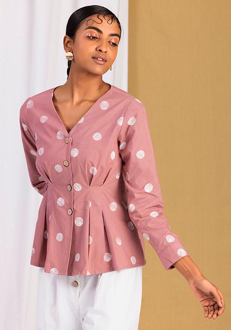 Pink Polka Structured Top 
