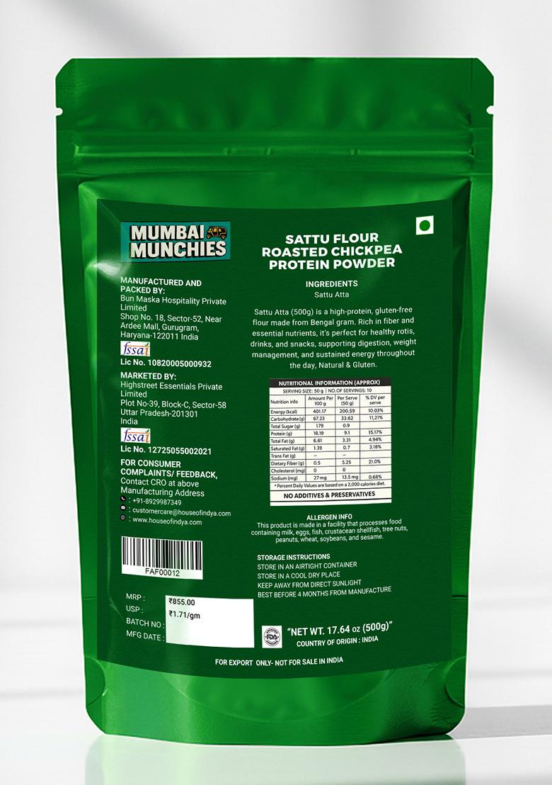 Sattu Flour Roasted Chickpea Protein Powder 17.64 oz (500 g) - Indya