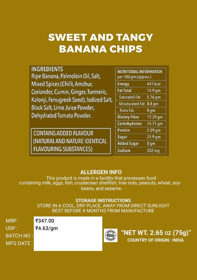 Sweet and Tangy Banana Chips 2.65 oz (75 g) - Indya