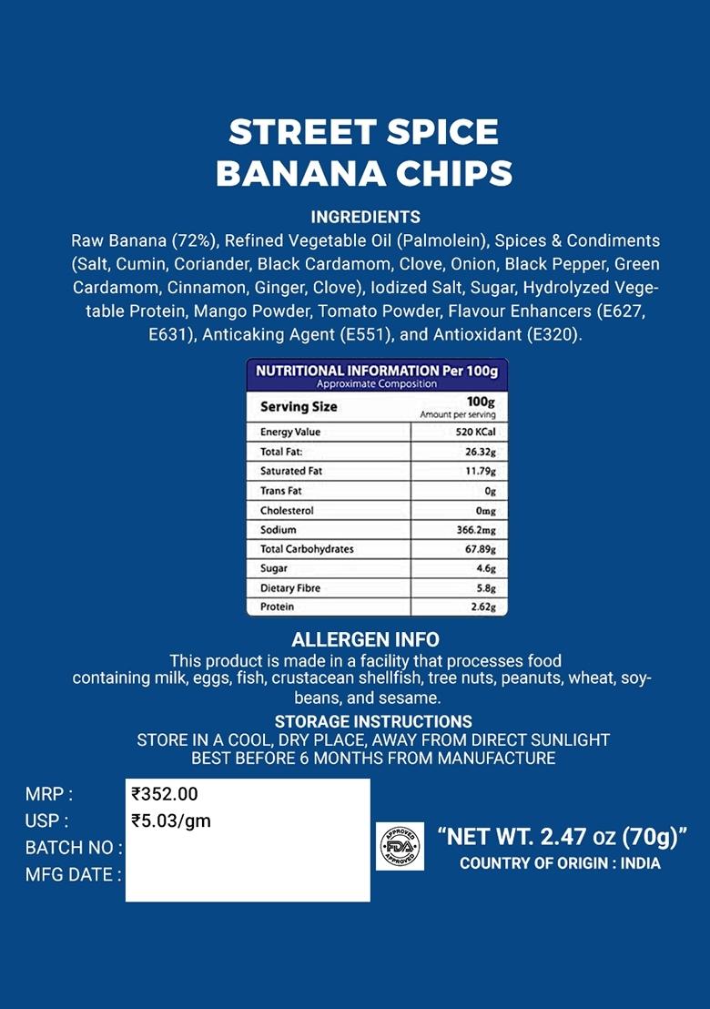 Street Spice Banana Chips 2.47 oz (70 g) - Indya
