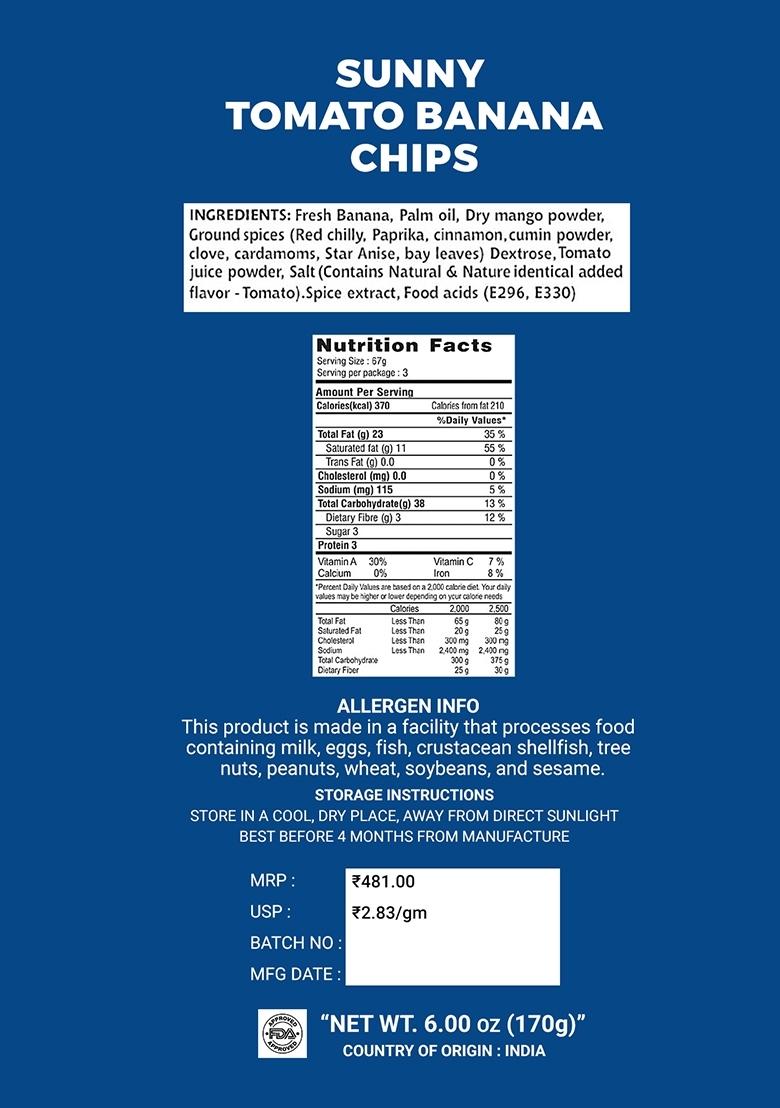 Sunny Tomato Banana Chips 6 oz (170 g) - Indya