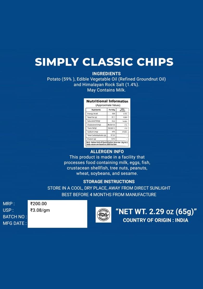 Simply Classic Chips 2.29 oz (65 g) - Indya