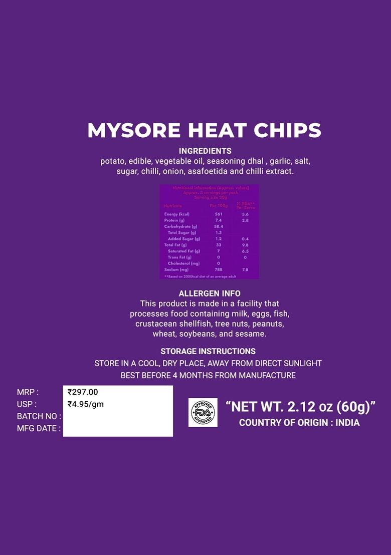 Mysore Heat Chips 2.12 oz (60 g) - Indya