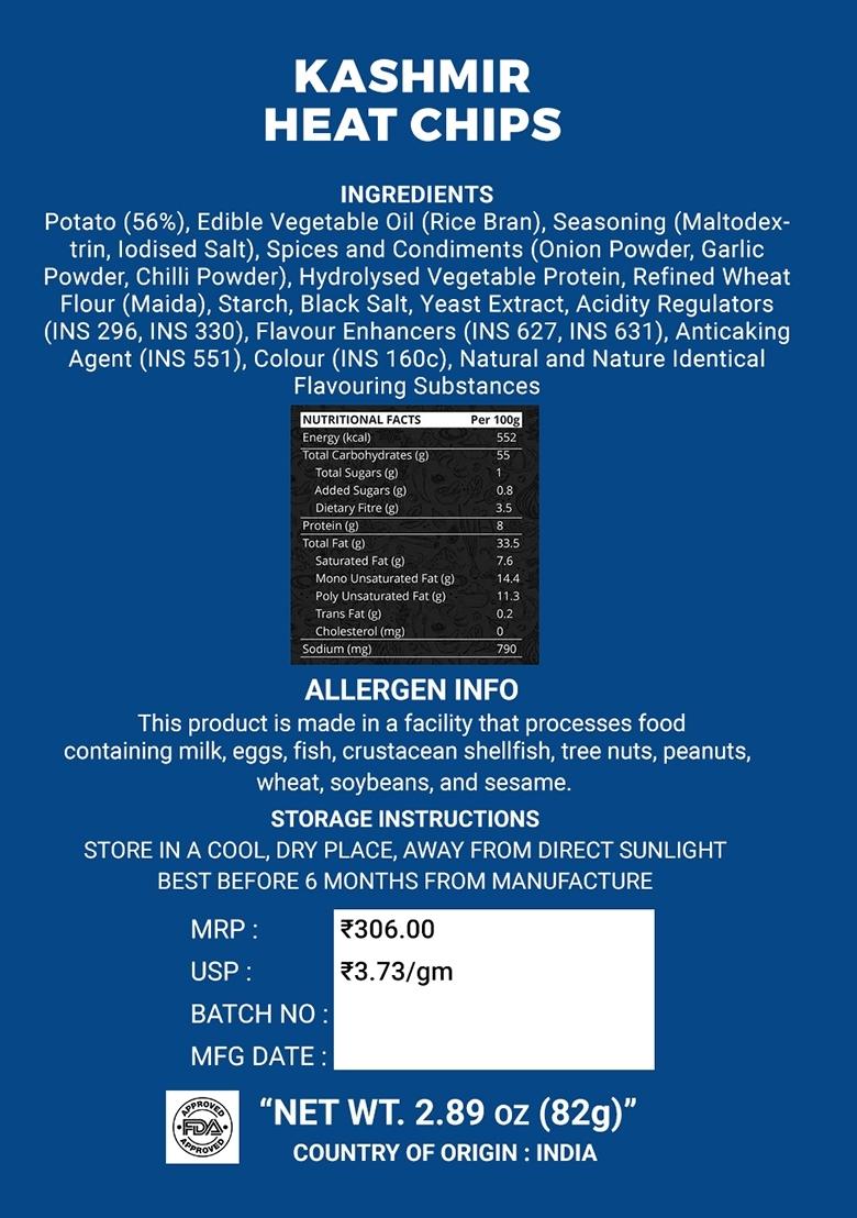 Kashmir Heat Chips 2.89 oz (82 g) - Indya