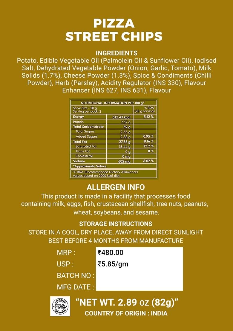 Pizza Street Chips 2.89 oz (82 g) - Indya