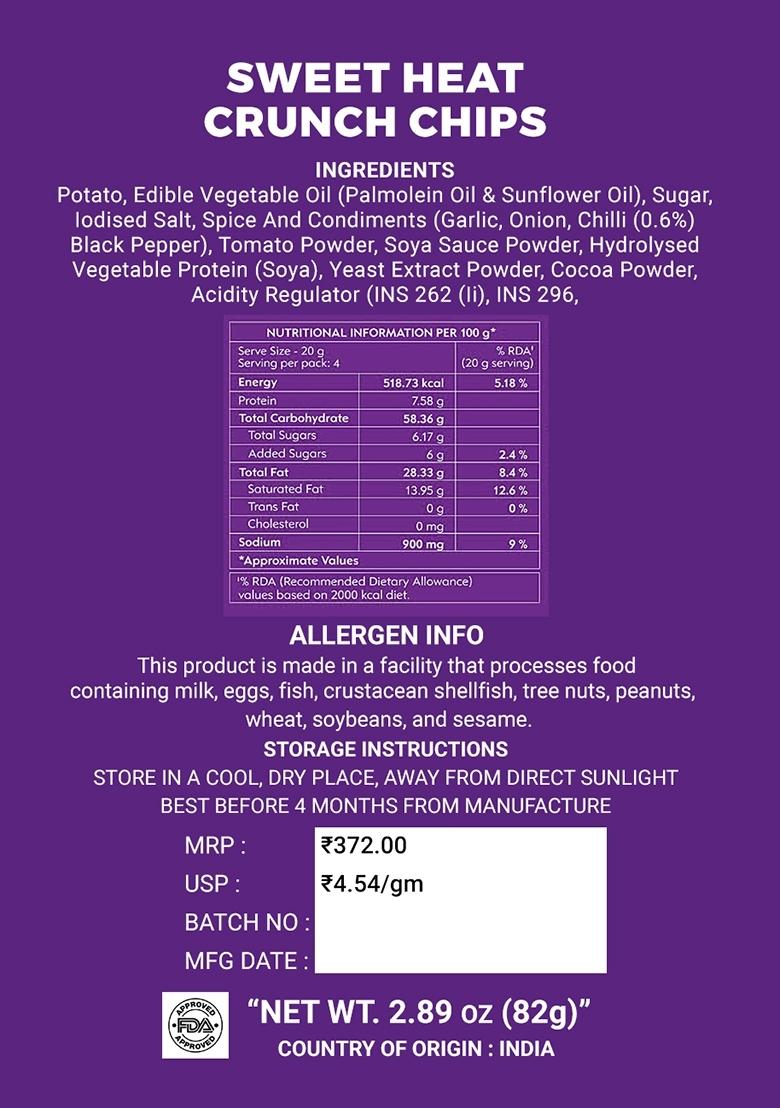 Sweet Heat Crunch Chips 2.89 oz (82 g) - Indya