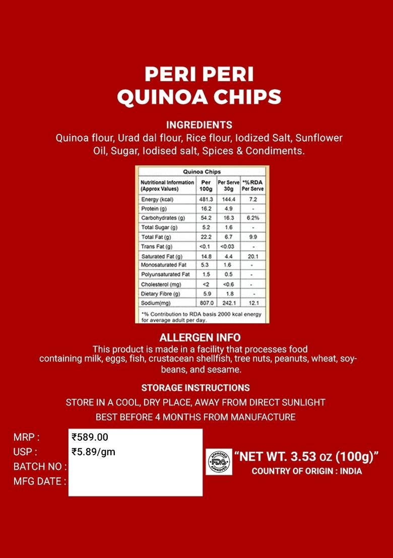 Peri Quinoa Chips 3 53 oz 100 g - Indya