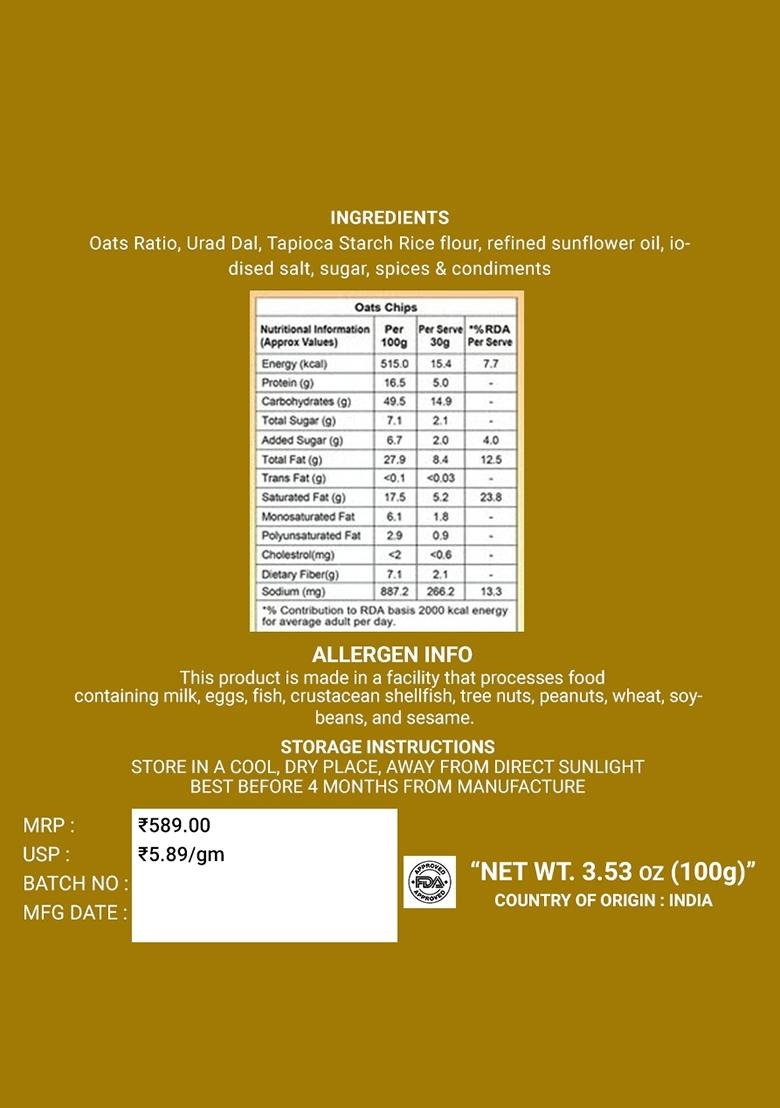 Baked Oats and Onion Chips 3.53 oz (100 g) - Indya