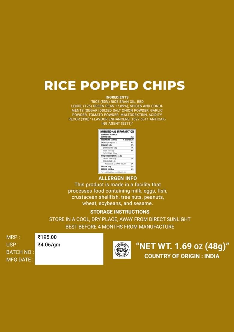 Zesty Tomato Jalapeno Rice Popped Chips 1.69 oz (48 g) - Indya