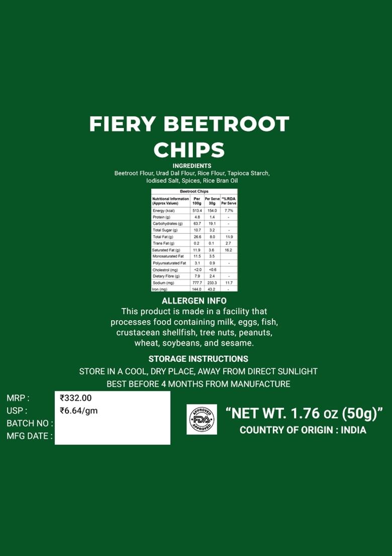 Fiery Beetroot Chips 1.76 oz (50 g) - Indya