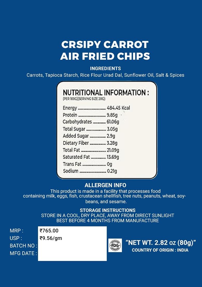 Crsipy Carrot Air Fried Chips 2.82 oz (80 g) - Indya