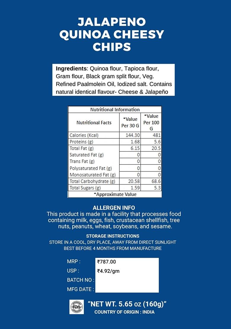 Jalapeno Quinoa Cheesy Chips 5.65 oz (160 g) - Indya