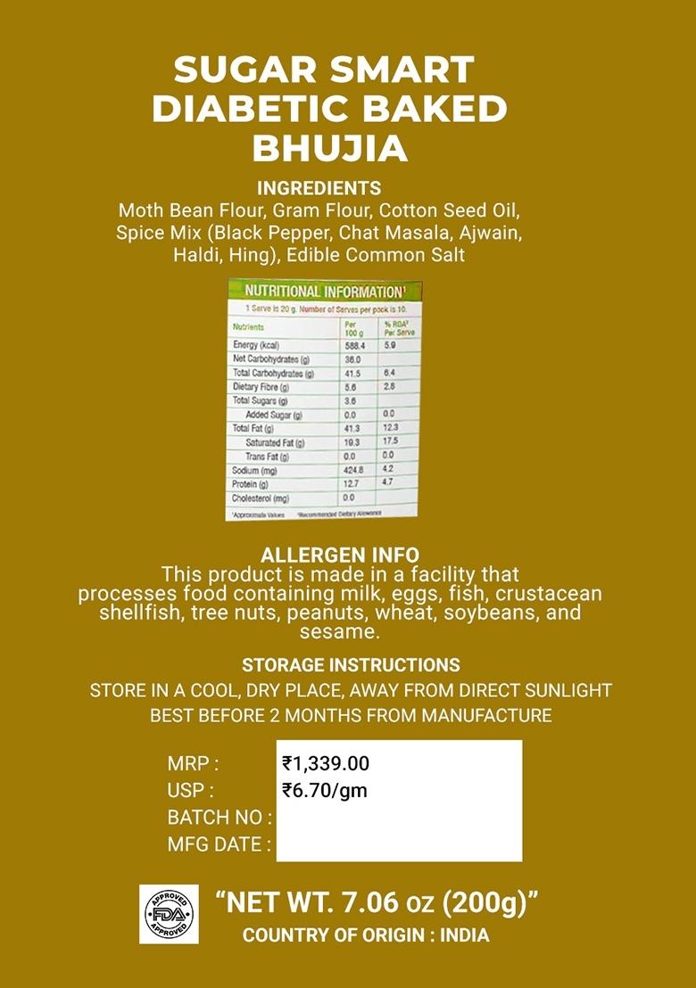 Sugar Smart Diabetic Baked Bhujia 7.06 oz (200 g) - Indya