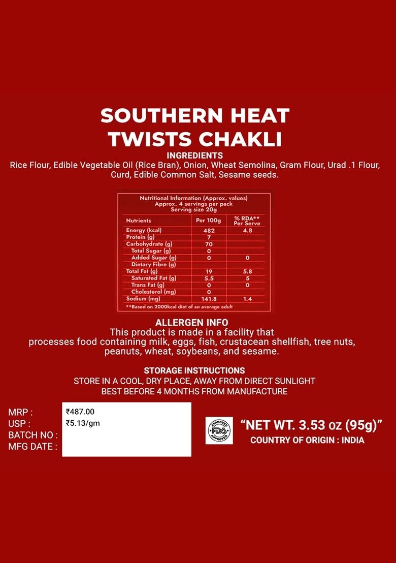 Southern Heat Twists Chakli 3.35 oz (95 g) - Indya