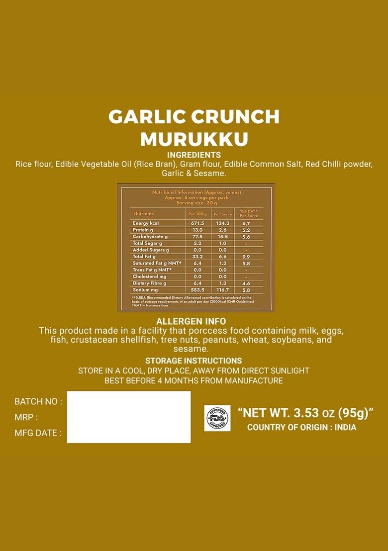 Garlic Crunch Murukku 3.35 oz (95 g) - Indya