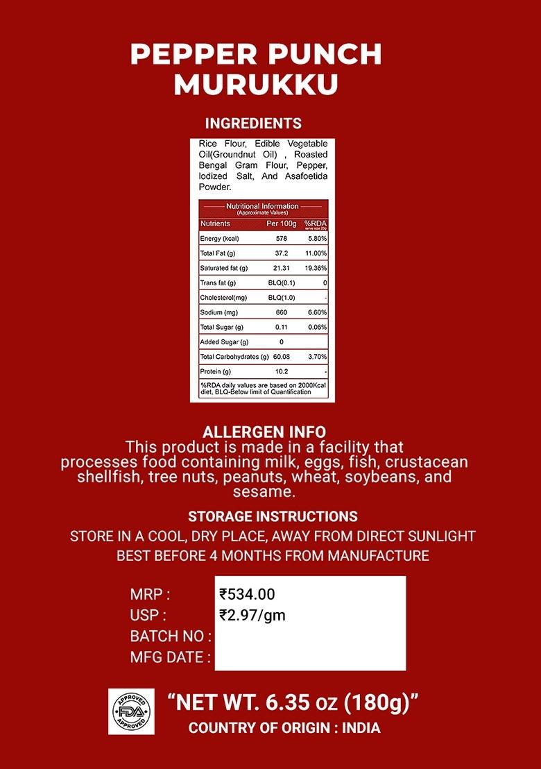 Pepper Punch Murukku 6.35 oz (180 g) - Indya