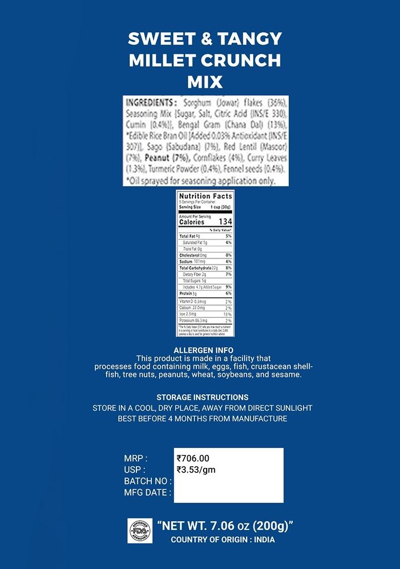 Sweet Tangy Millet Crunch Mix 7.06 oz (200 g) - Indya