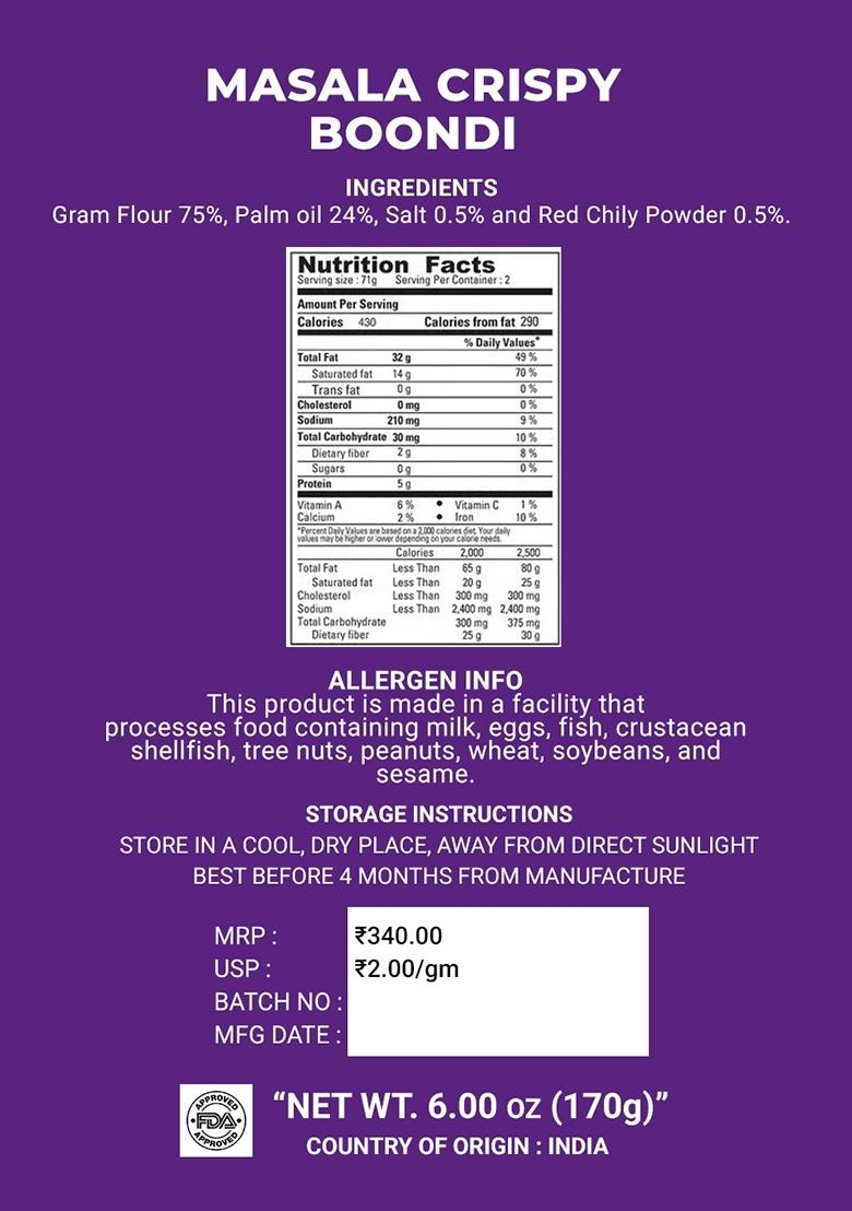 Masala Crispy Boondi 6 oz (170 g) - Indya