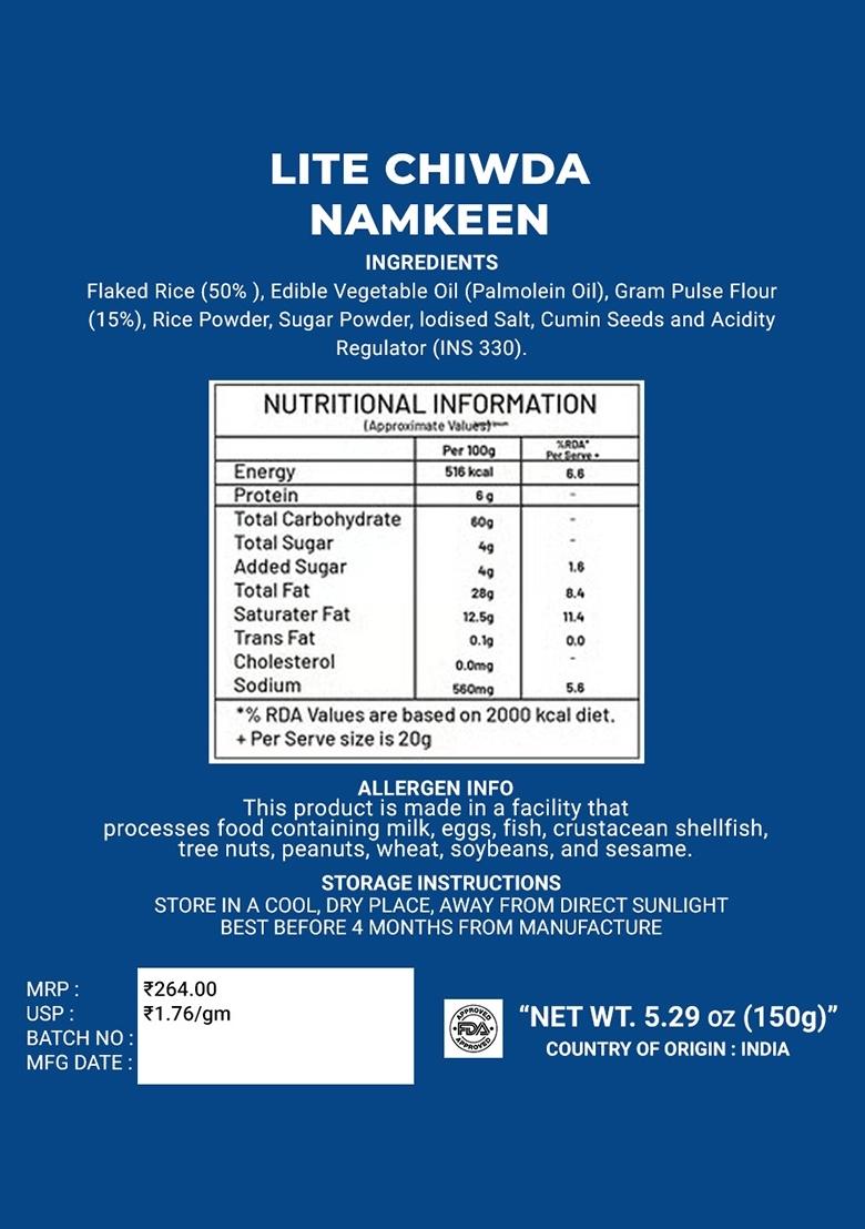 Lite Chiwda Namkeen 5.29 oz (150 g) - Indya