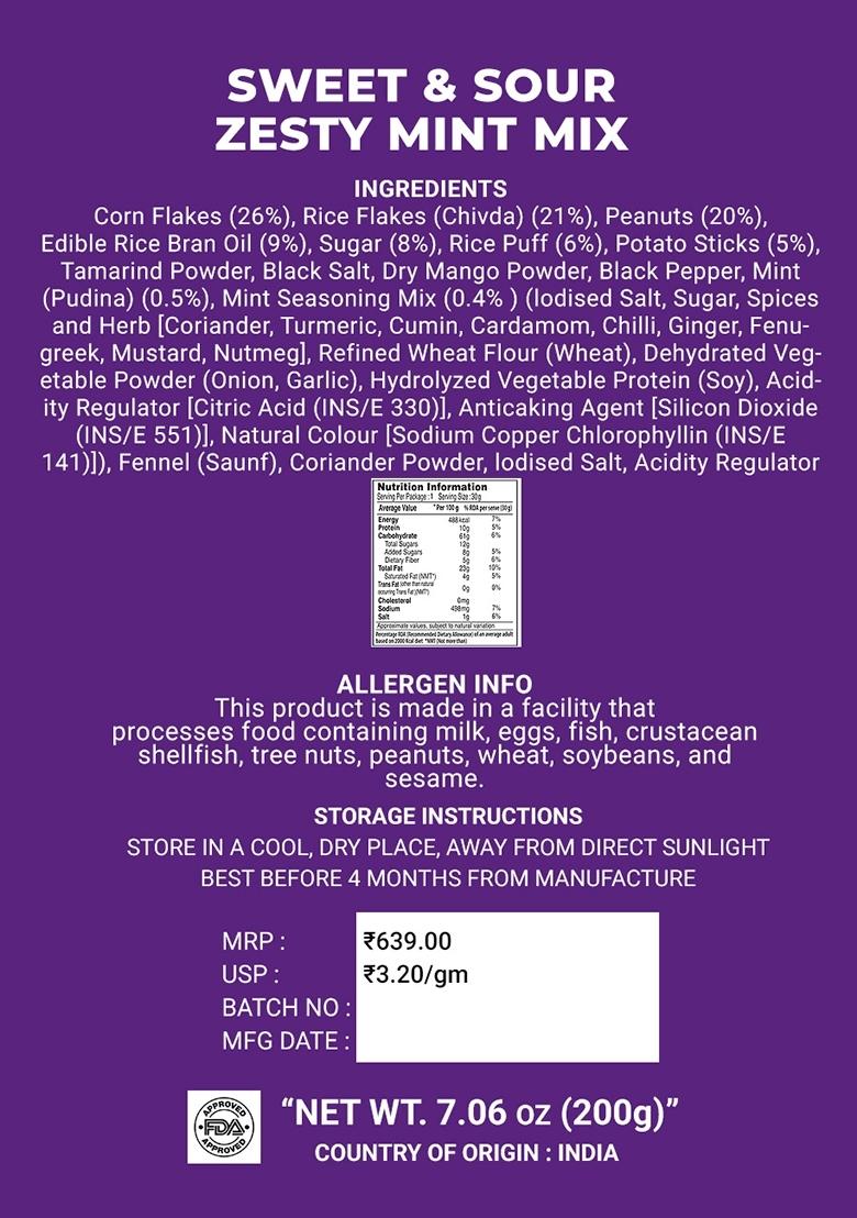 Sweet Sour Zesty Mint Mix 7.06 oz (200 g) - Indya