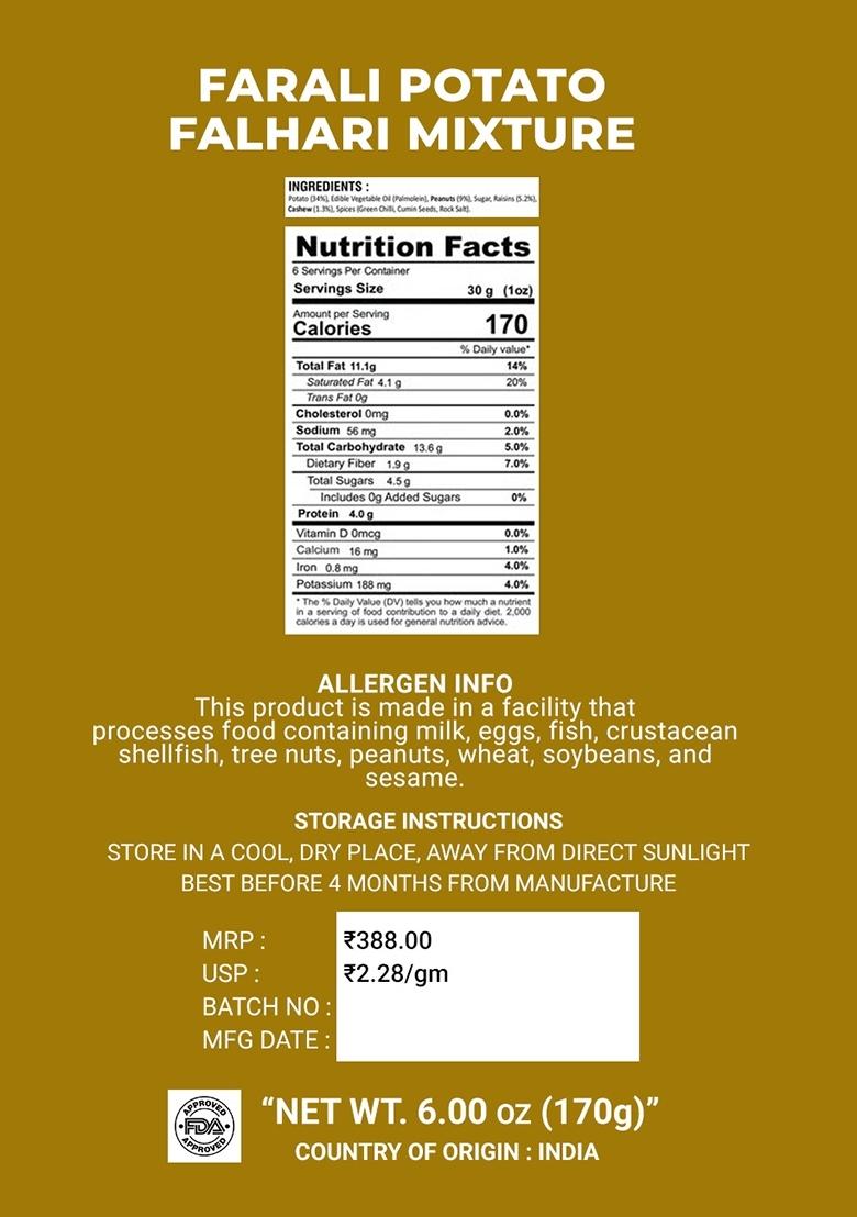 Farali Potato Falhari Mixture 6 oz (170 g) - Indya