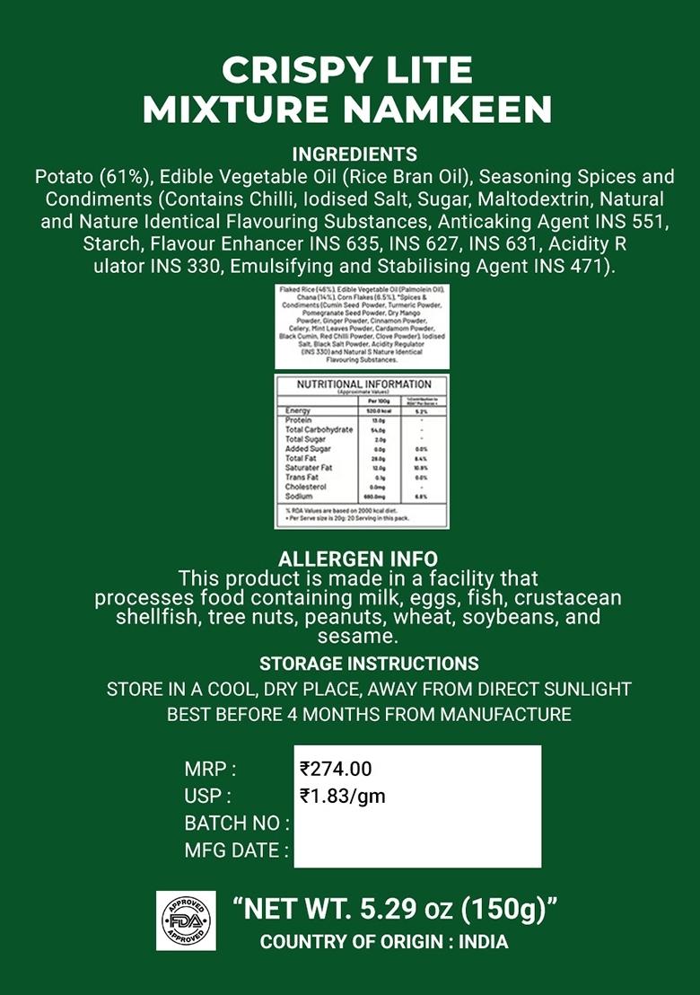 Crispy Lite Mixture Namkeen 5.29 oz (150 g) - Indya