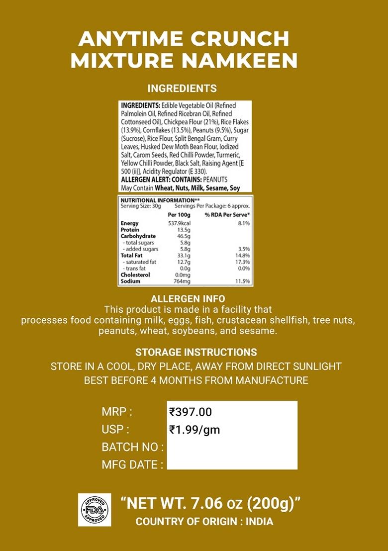 Anytime Crunch Mixture Namkeen 7.06 oz (200 g) - Indya
