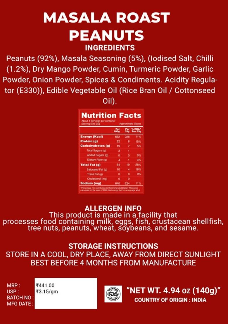 Masala Roast Peanuts 4.94 oz (140 g) - Indya