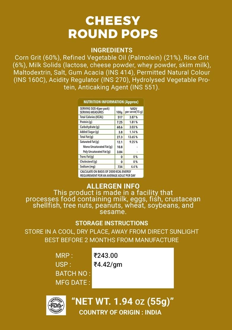Cheesy Round Pops 1.94 oz (55 g) - Indya