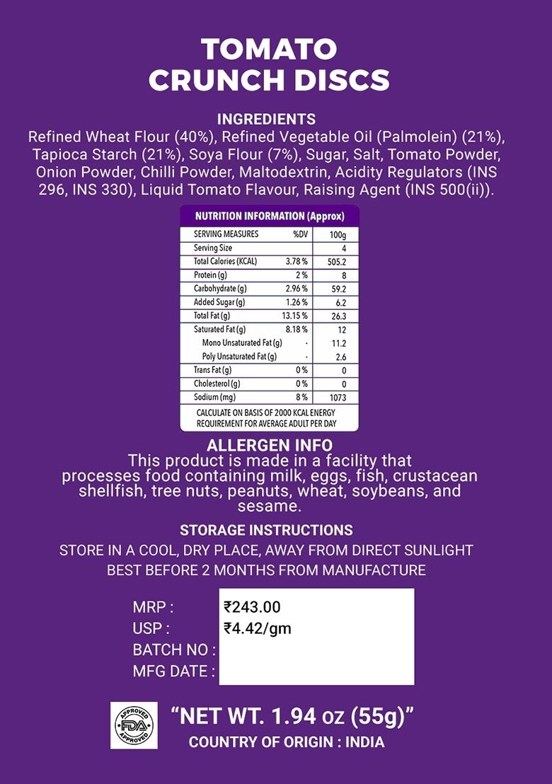 Tomato Crunch Discs 1.94 oz (55 g) - Indya