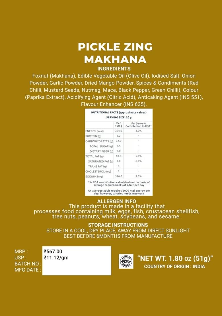 Pickle Zing Makhana 1.8 oz (51 g) - Indya