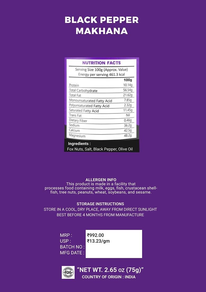 Black Pepper Makhana 2.65 oz (75 g) - Indya