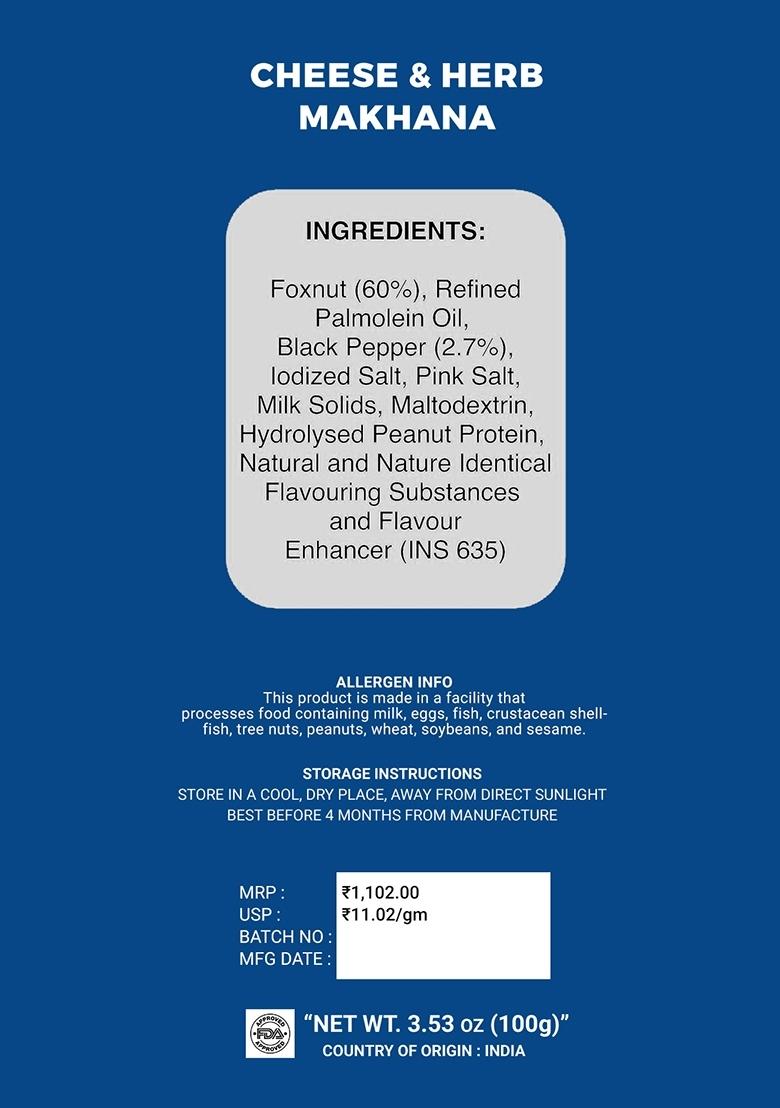 Cheese Herb Makhana 3.53 oz (100 g) - Indya