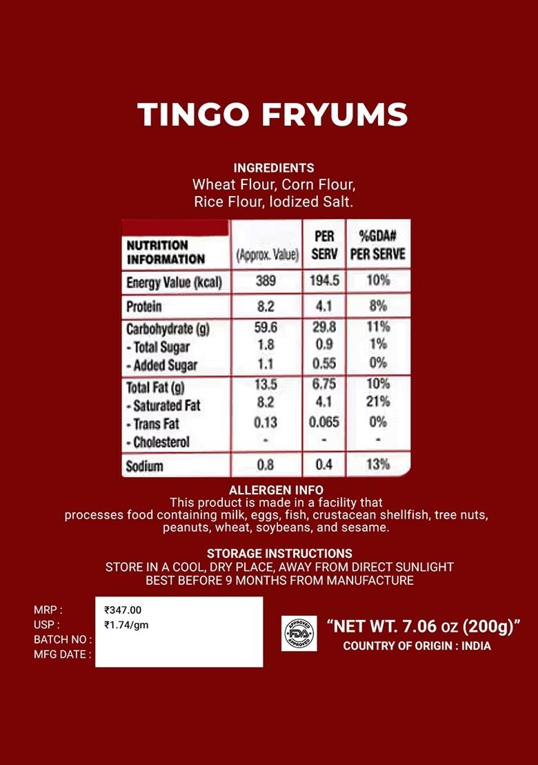 Tingo Fryums 7.06 oz (200 g) - Indya